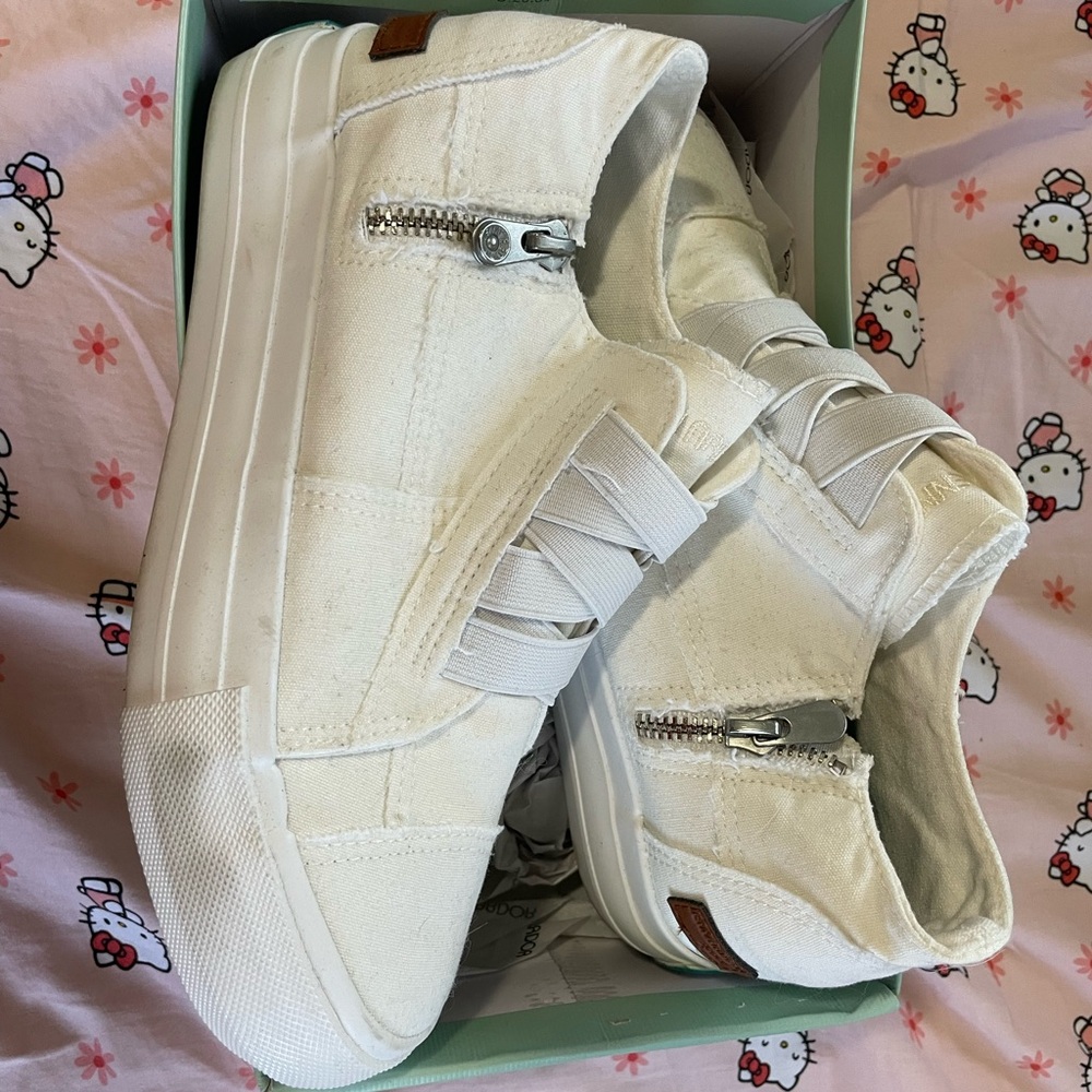 White Height Extending Slip On Sneakers
